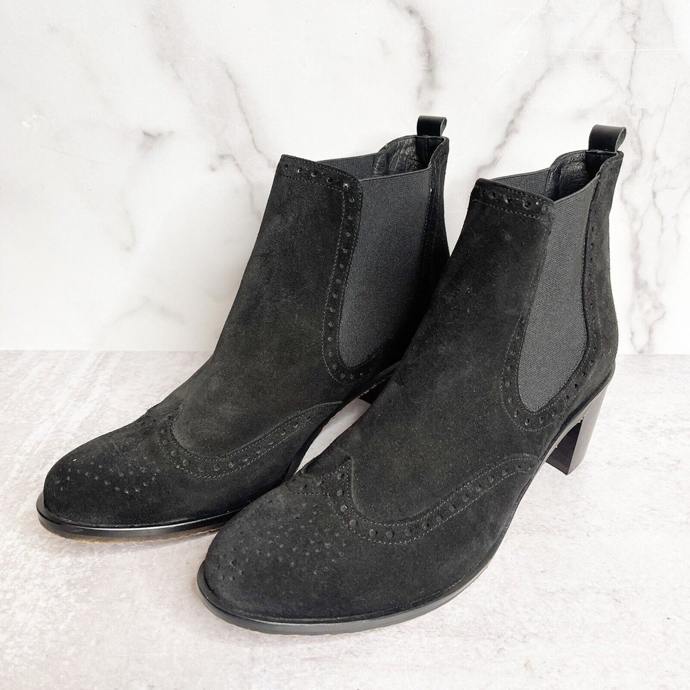 Patricia Green Black Chelsea Boot Suede Ankle Boots Womens Size 11
